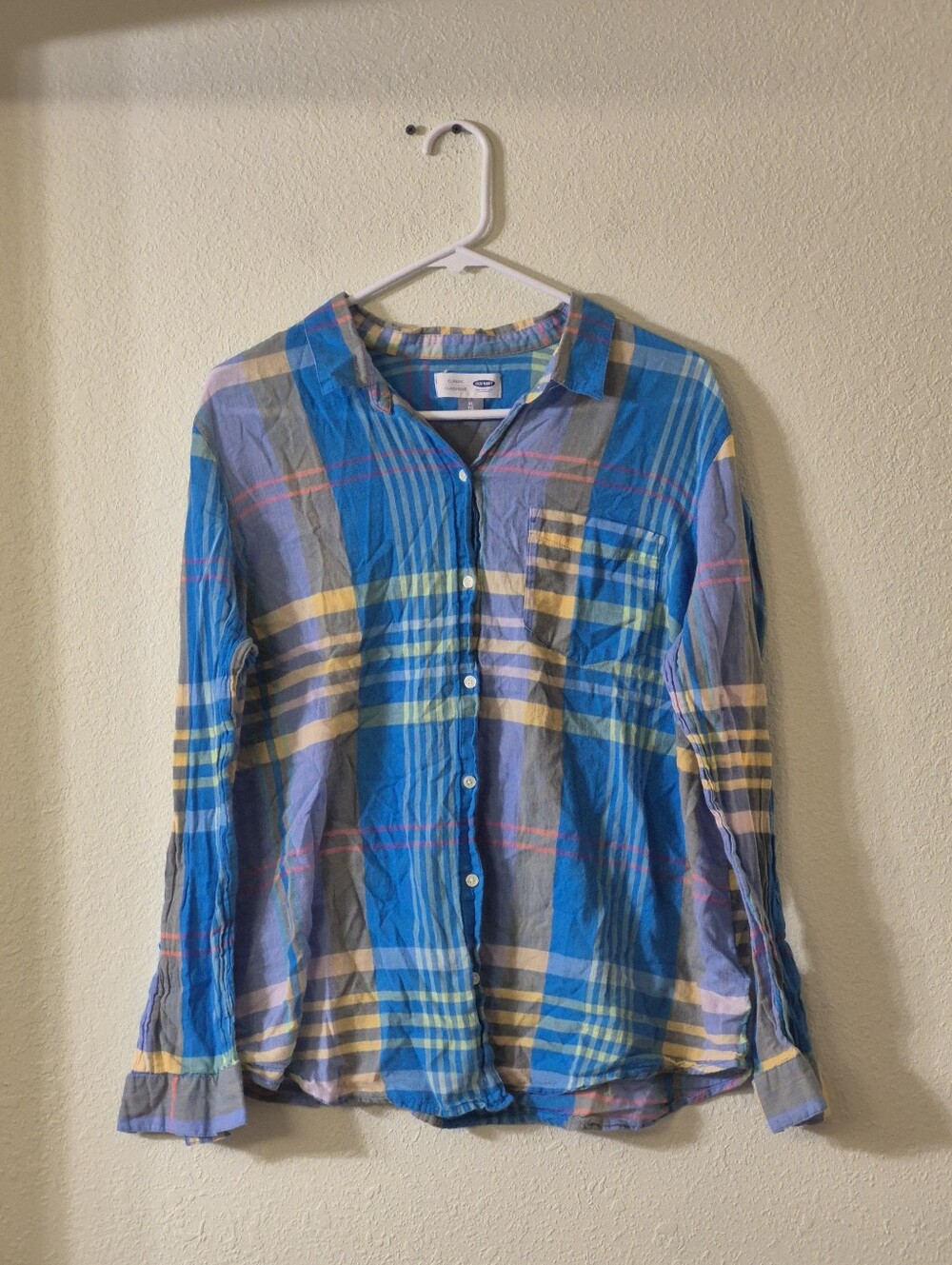 Blue Plaid Button-Up Shirt